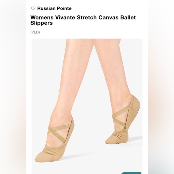Russian Pointe Vivante Stretch Canvas slipper size 6 Tan - Picture 2 of 6